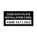 Code Data Plate - ASME A17.1-2013 (NYC-adopted edition)