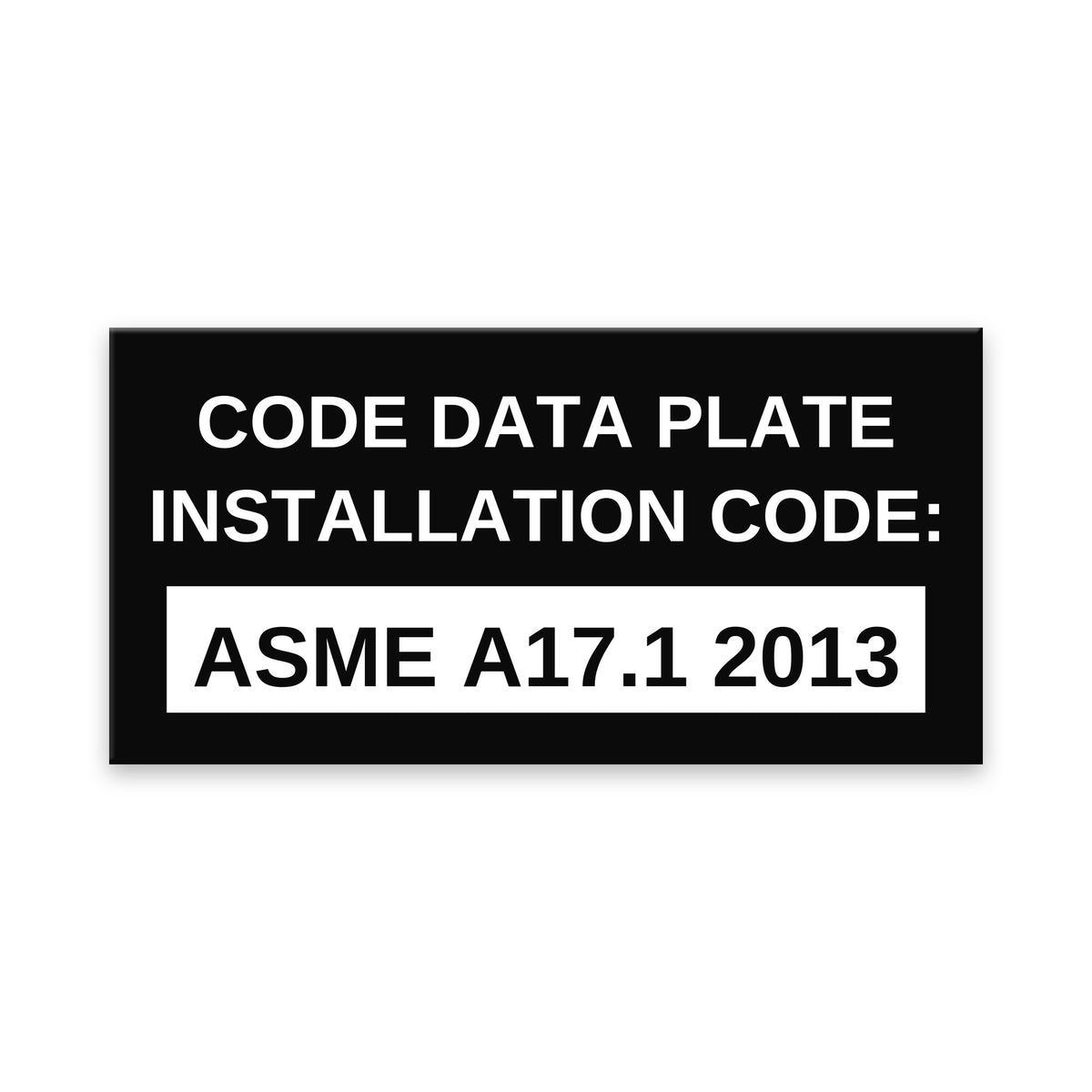 Code Data Plate - ASME A17.1-2013 (NYC-adopted edition)